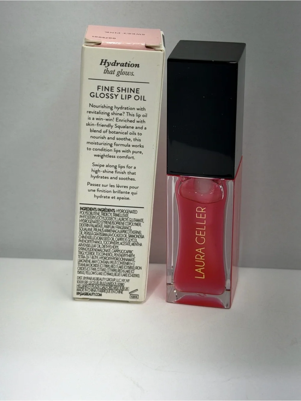 Laura Geller Fine Shine Glossy Lip Oil Sweet Pink 0.25 oz Full Size NIB